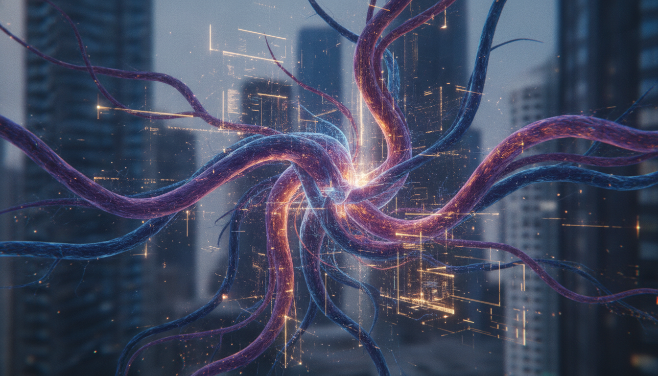 Abstract visualization of human ingenuity and AI synergy, representing ignited intelligence in a technological landscape.