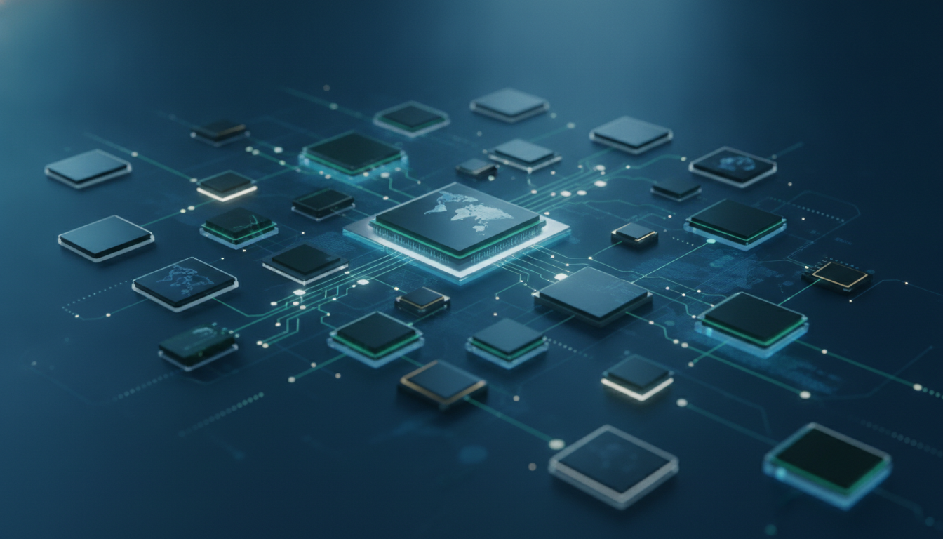 Digital representation of agentic AI workflows and enterprise infrastructure.