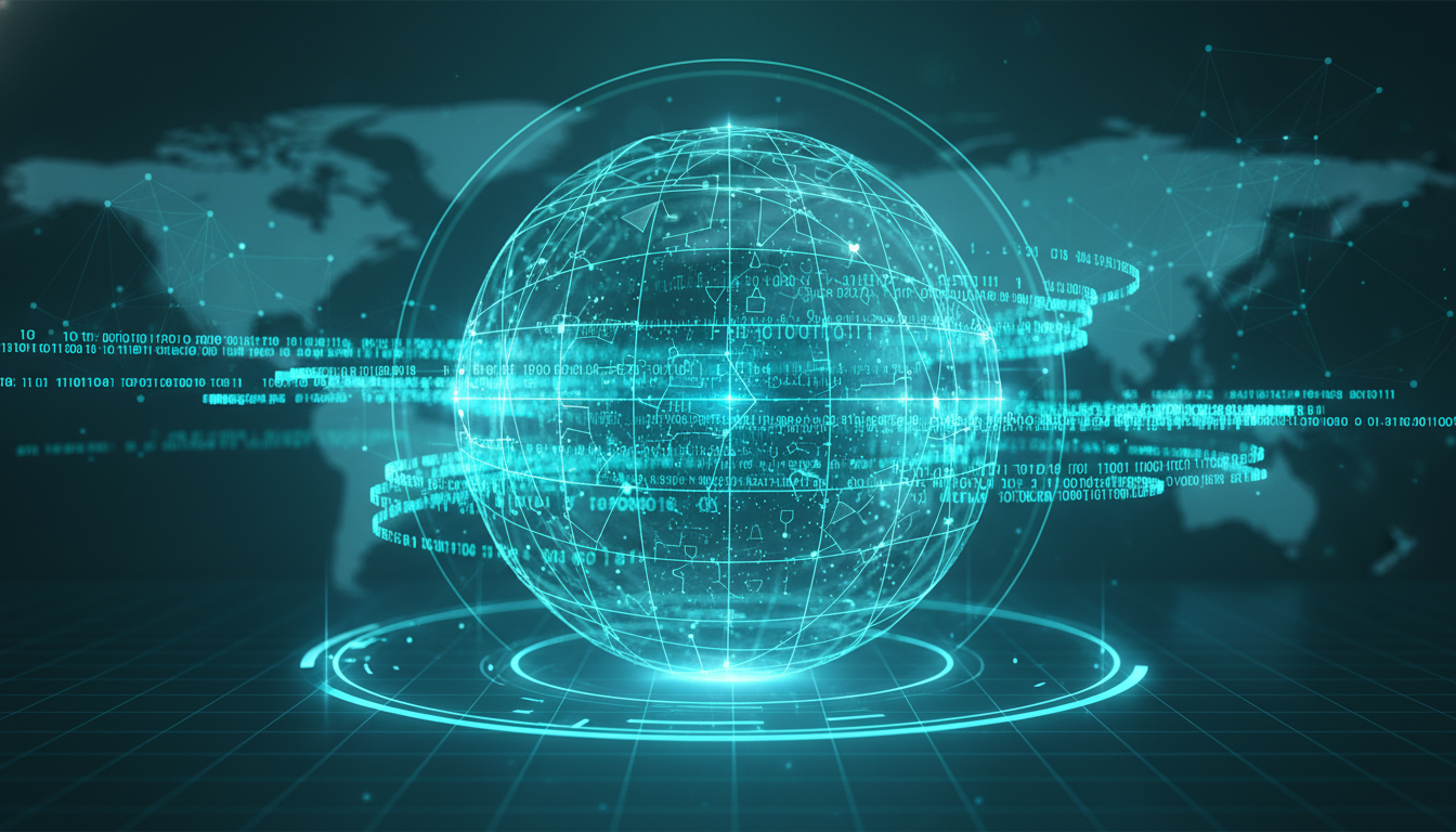 Abstract visualization of secure, localized data processing within a digital sphere, symbolizing data sovereignty and privacy.