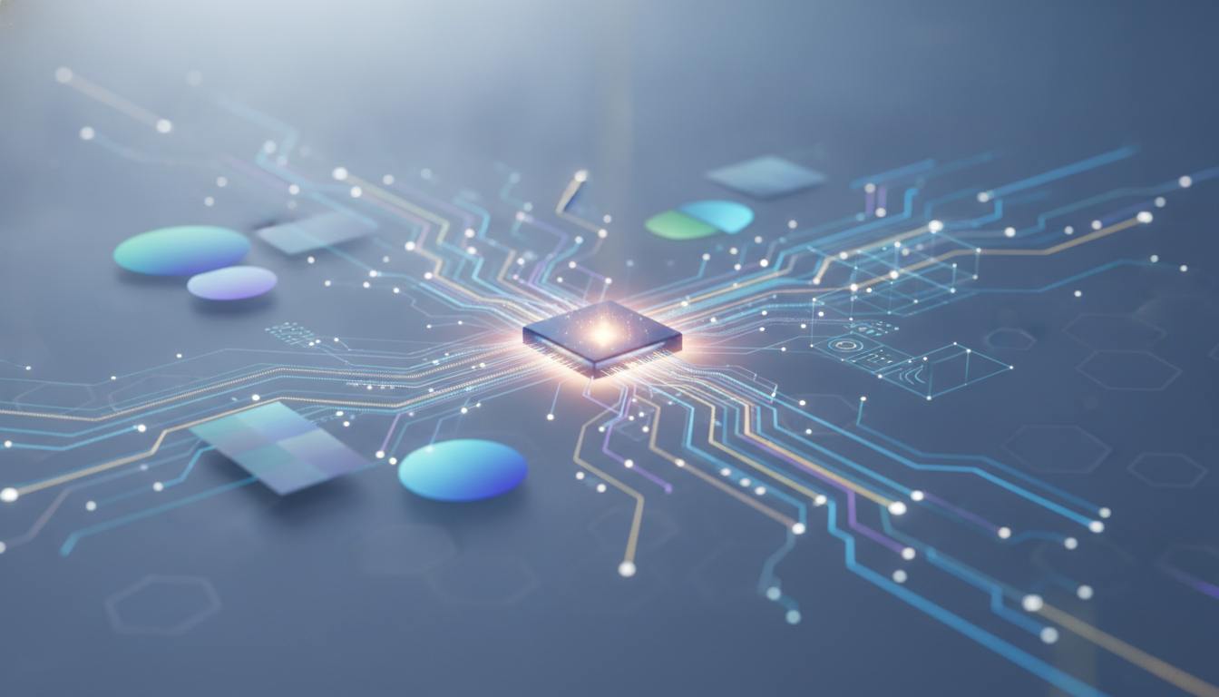 Abstract visual of AI transforming the creative design process with glowing digital connections.