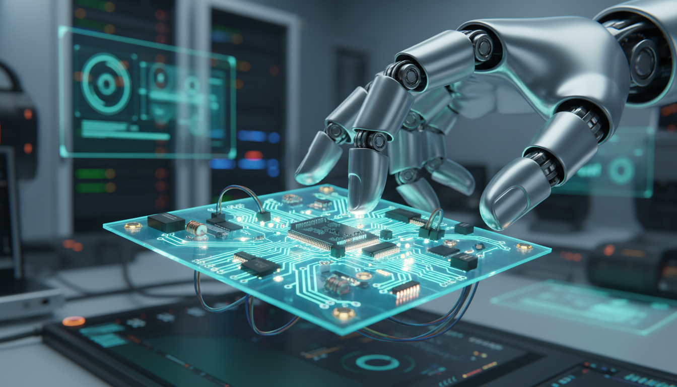 A high-precision robotic hand delicately assembling an advanced energy component.