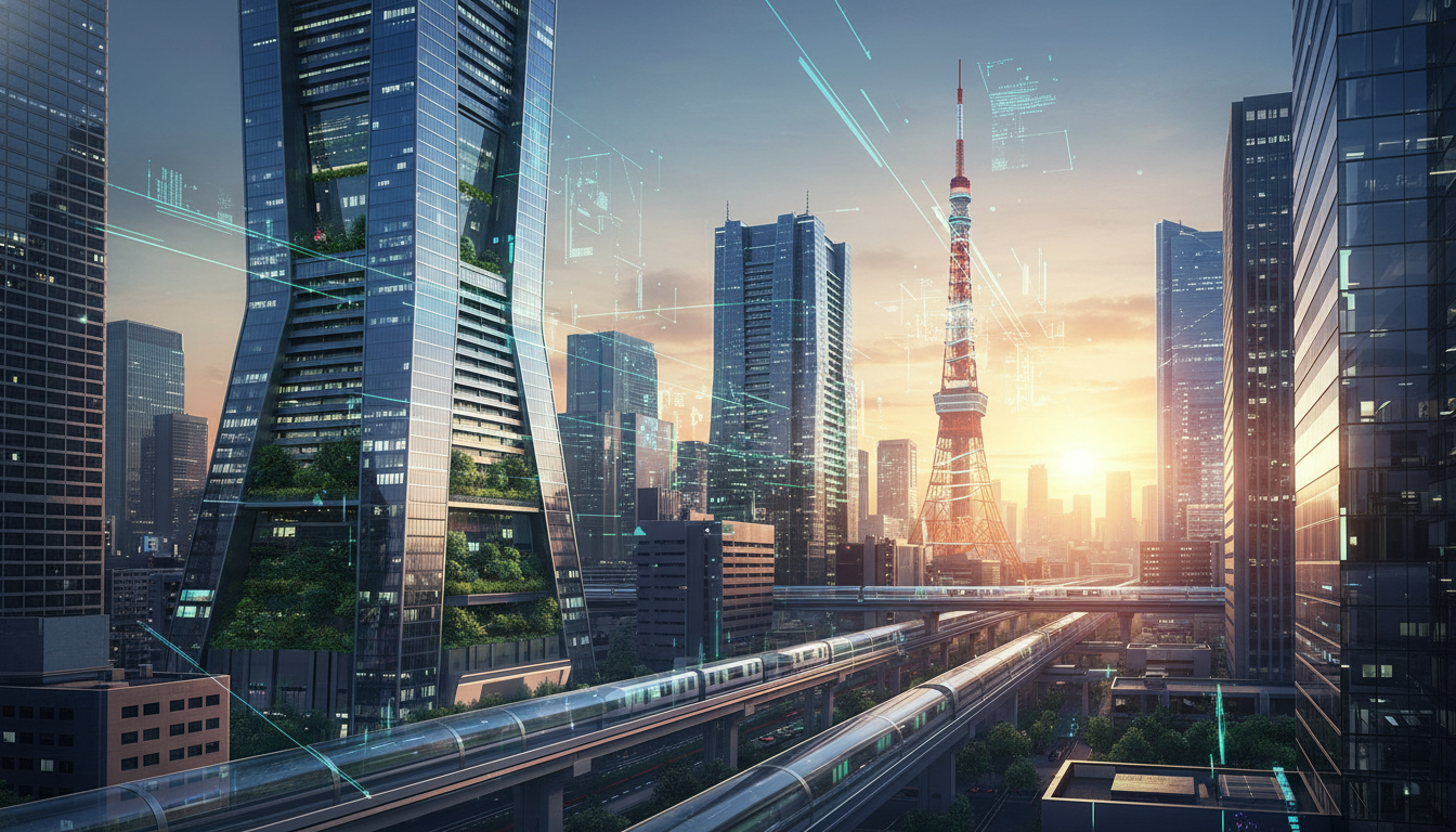 Modern Tokyo skyline symbolizing Japan's burgeoning tech startup scene.