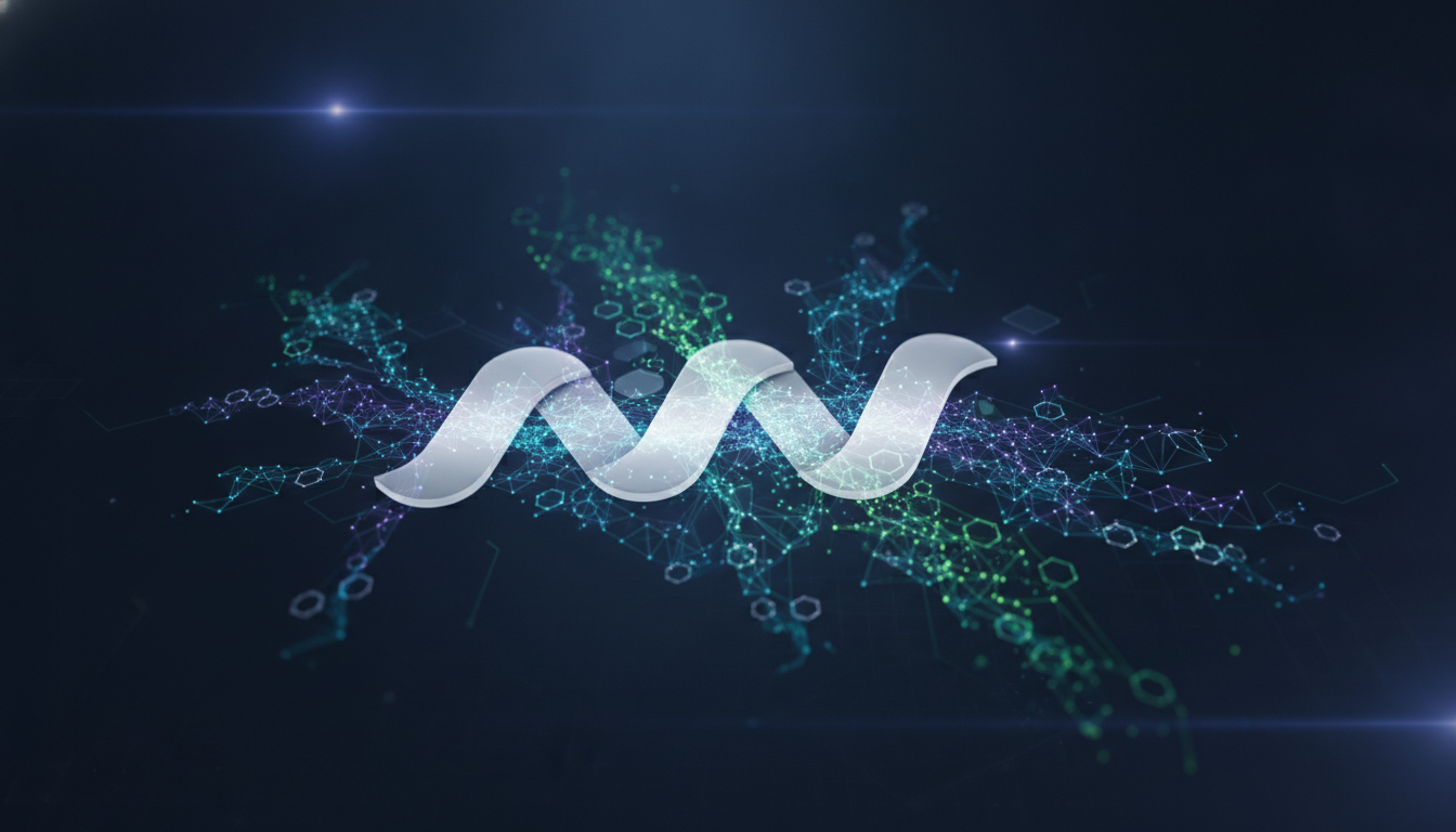 Abstract visual depicting AI transforming sales and CRM, with data flowing into a digital pipeline.