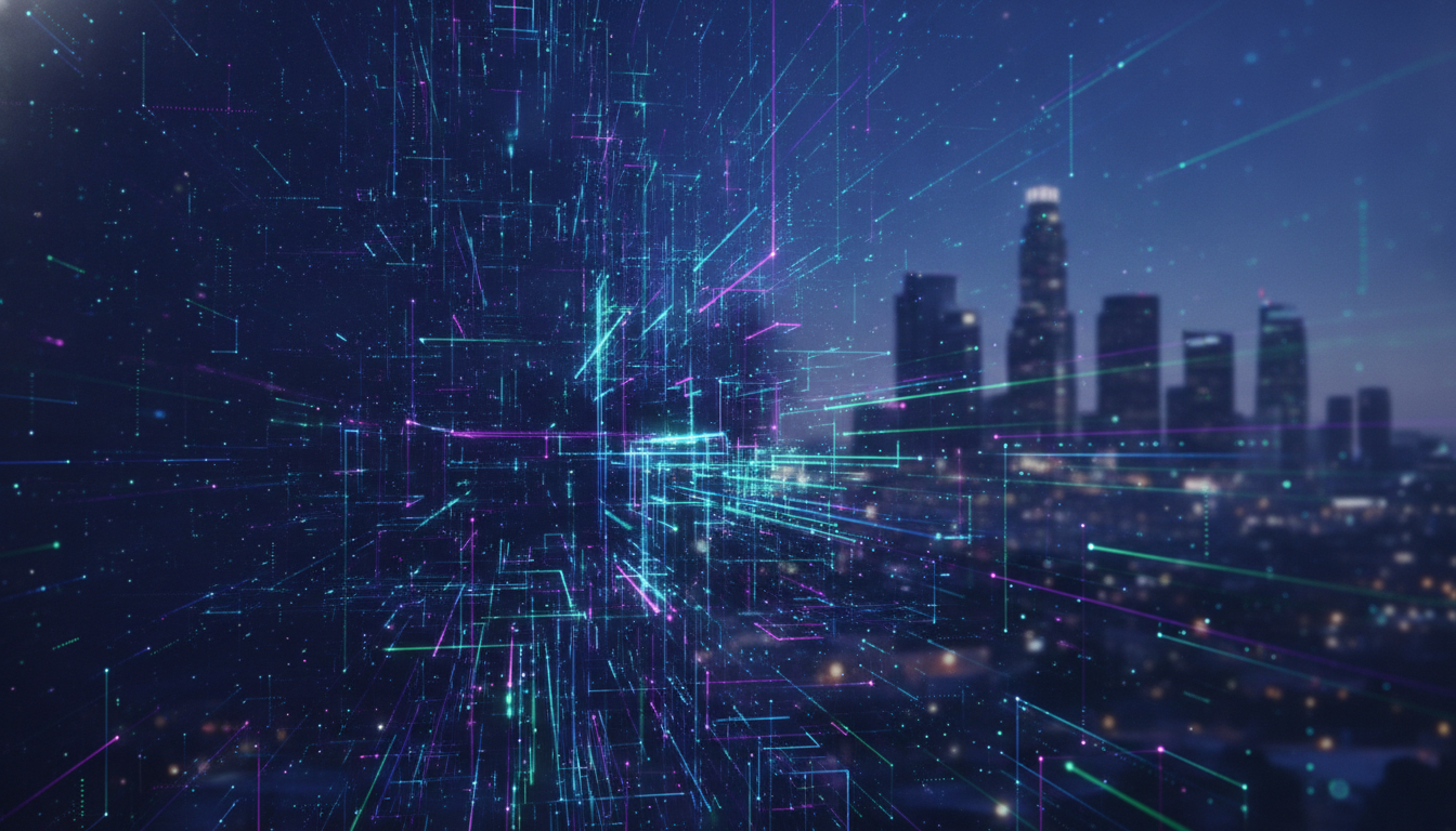 Abstract digital network representing advanced computer graphics innovation.