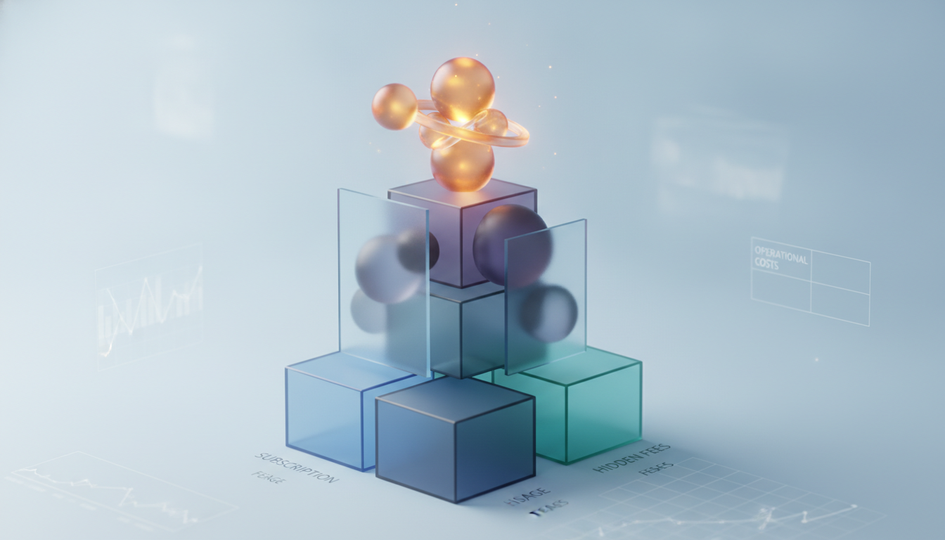 Visual metaphor for the layered pricing and total cost of ownership of enterprise AI agent platforms.