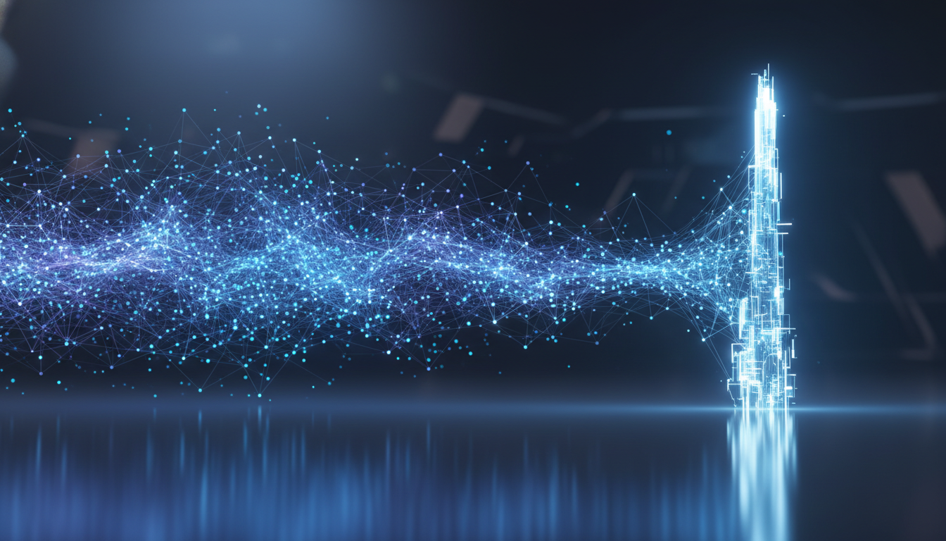 An abstract visual symbolizing the pivot from general to specialized artificial intelligence.