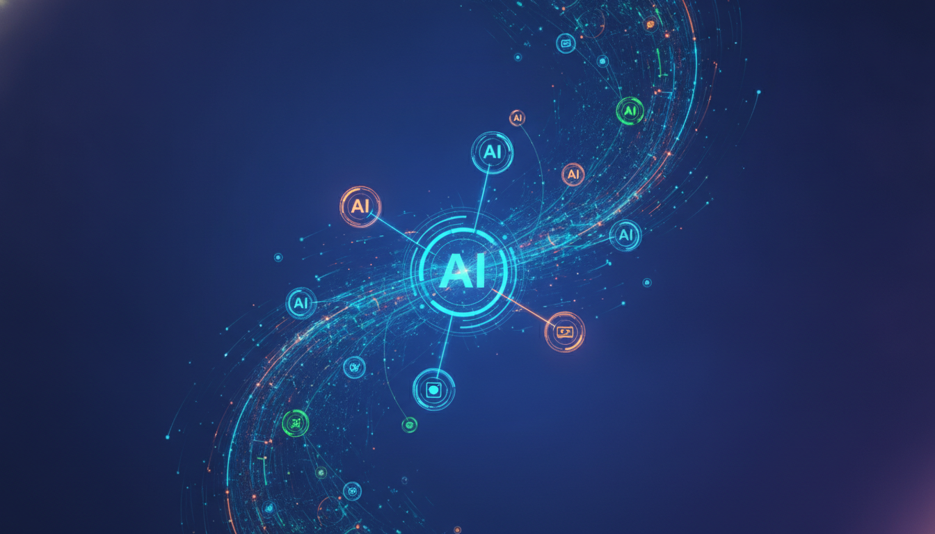 Interconnected digital network representing various AI marketing platforms and their collective market impact.