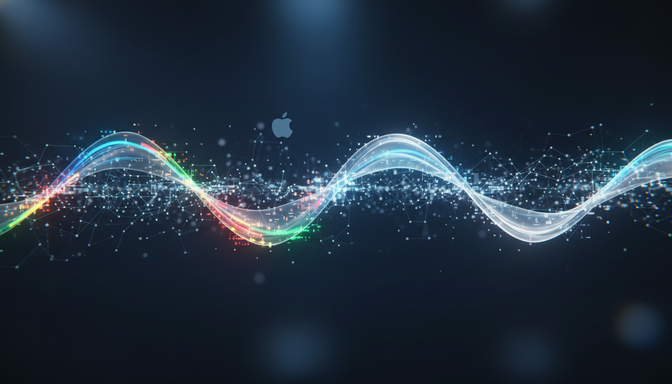 Abstract digital convergence of two major tech ecosystems, symbolizing AI innovation.