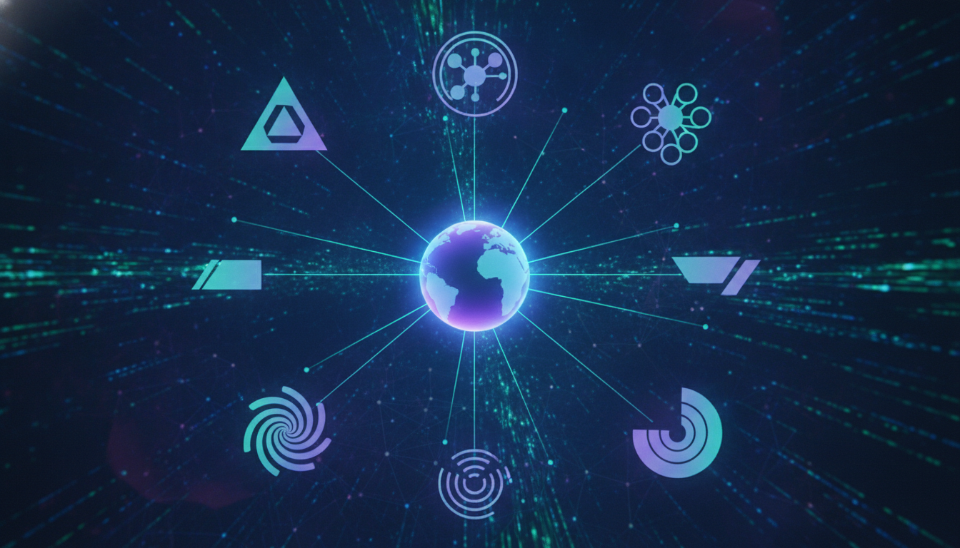 Abstract visual depicting the global convergence of technology and AI innovation.