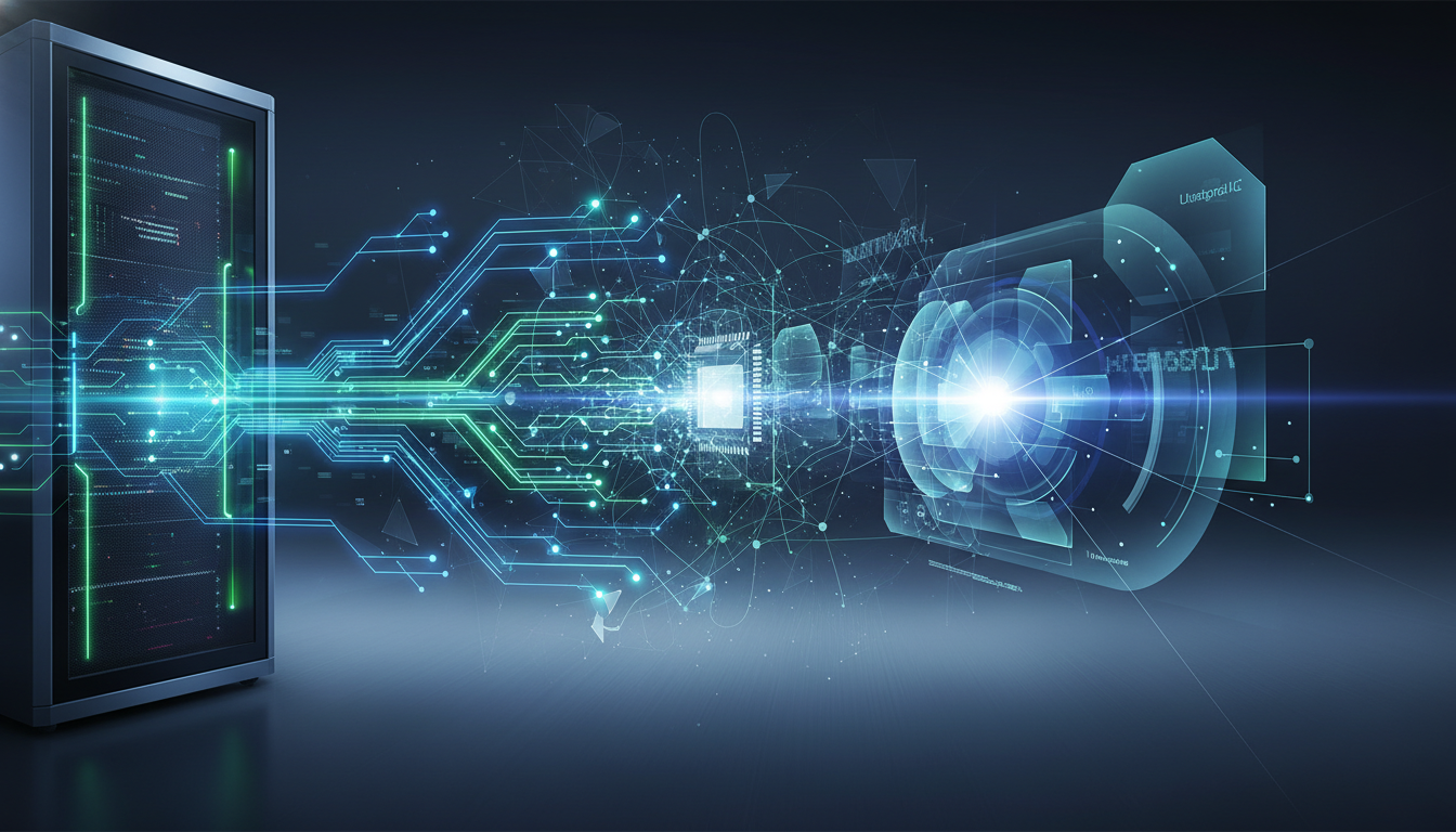 Interconnected digital ecosystem illustrating AI, data centers, autonomous vehicles, and gaming applications.