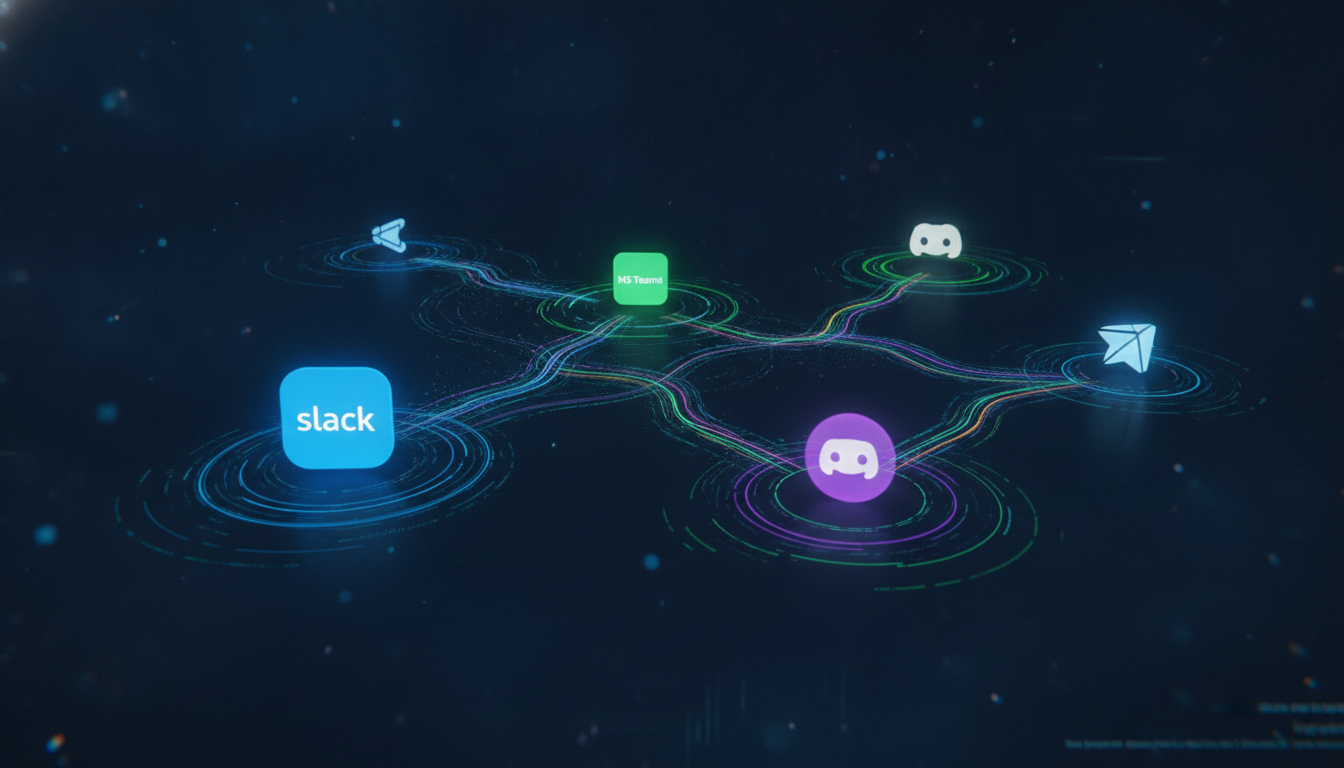 Abstract visualization of global digital collaboration platforms, showing interconnectedness and data flow.